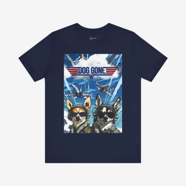 T-shirt with dogs and movie parody.