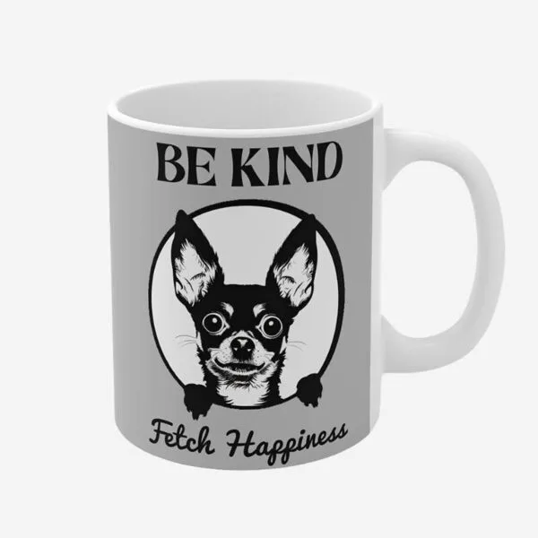 Mug with dog print and positive quotes.
