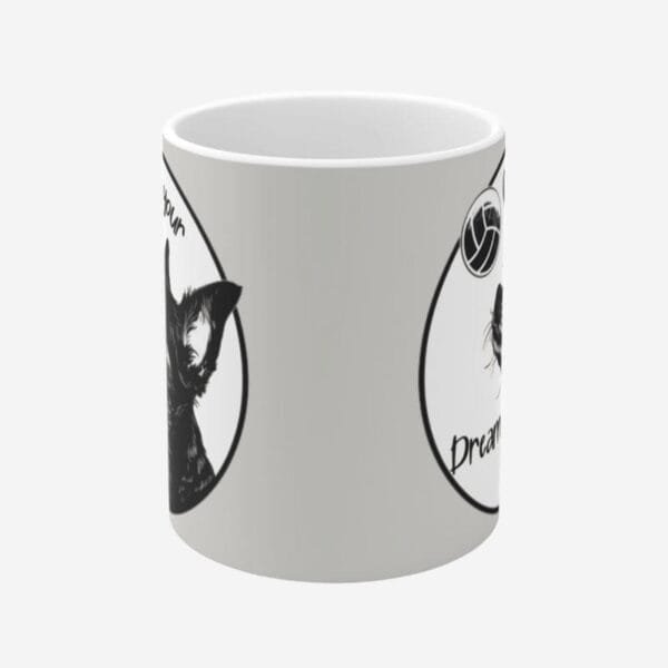 Mug with dog print and positive quotes.