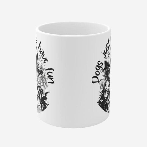 Mug with dog print and positive quotes.