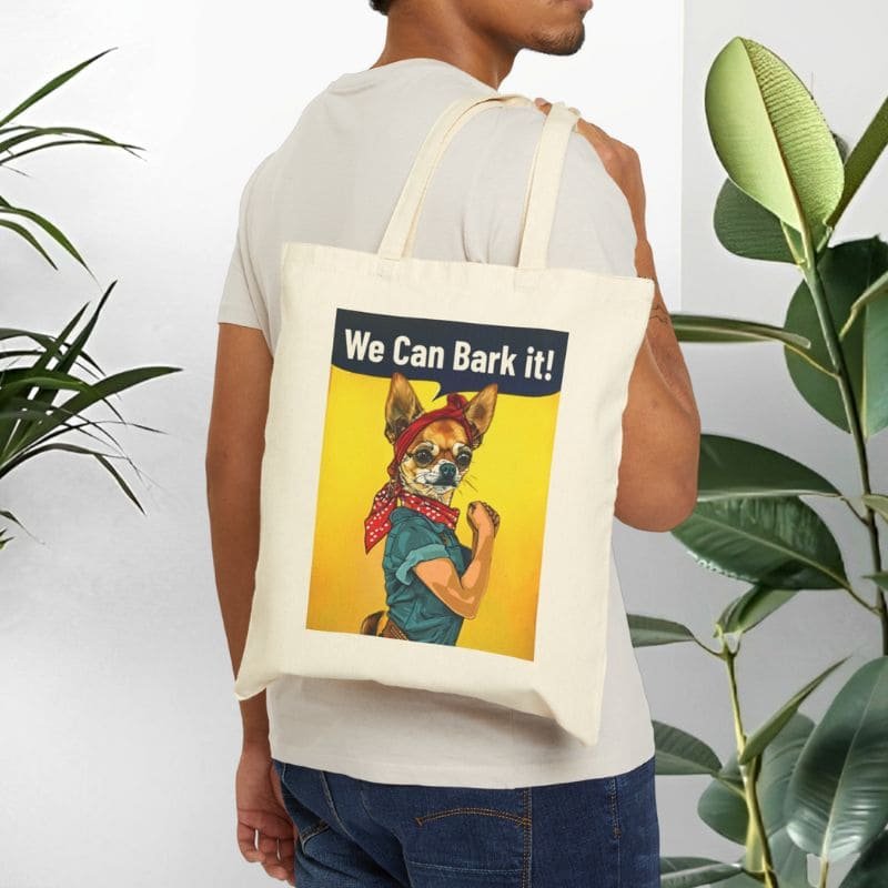 Tote Bag with dogs and positive quotes.
