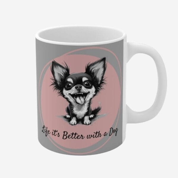 Mug with dog print and positive quotes