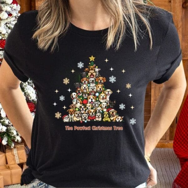 Black.-T-shirt.-The-Pawfect-Tree. Christmas -tree