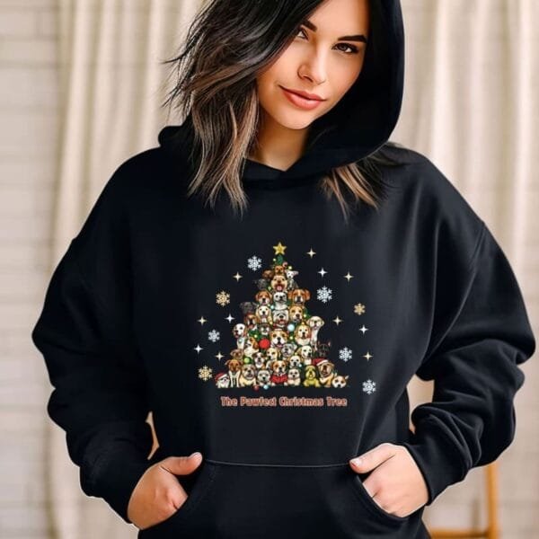 The Pawfect Christmas Tree Hooded Sweatshirt - Image 2