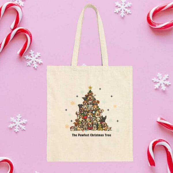 The Pawfect Christmas Tree Tote Bag